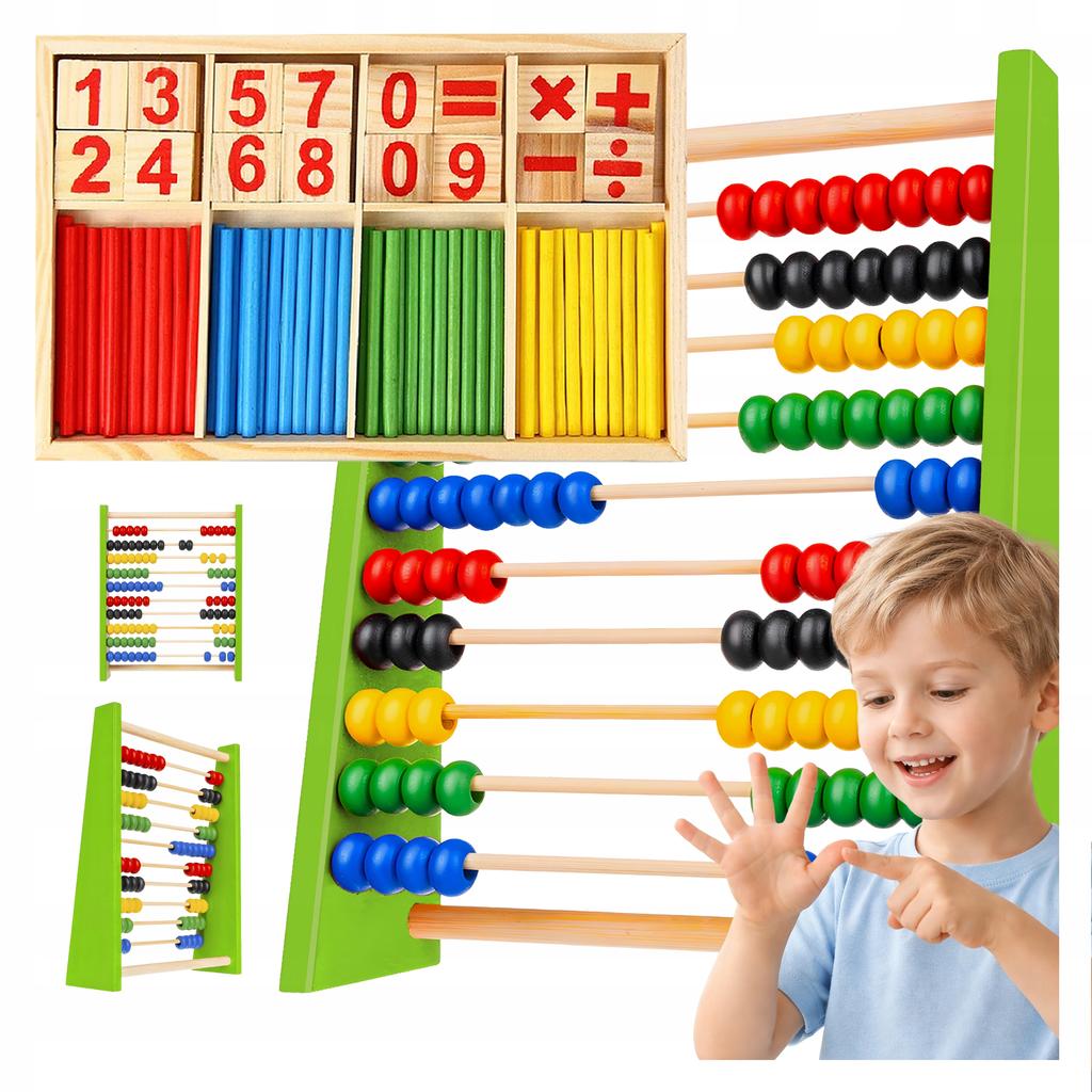 EDUCATIONAL SET eco COUNTING STICKS + wooden ECO green abacus