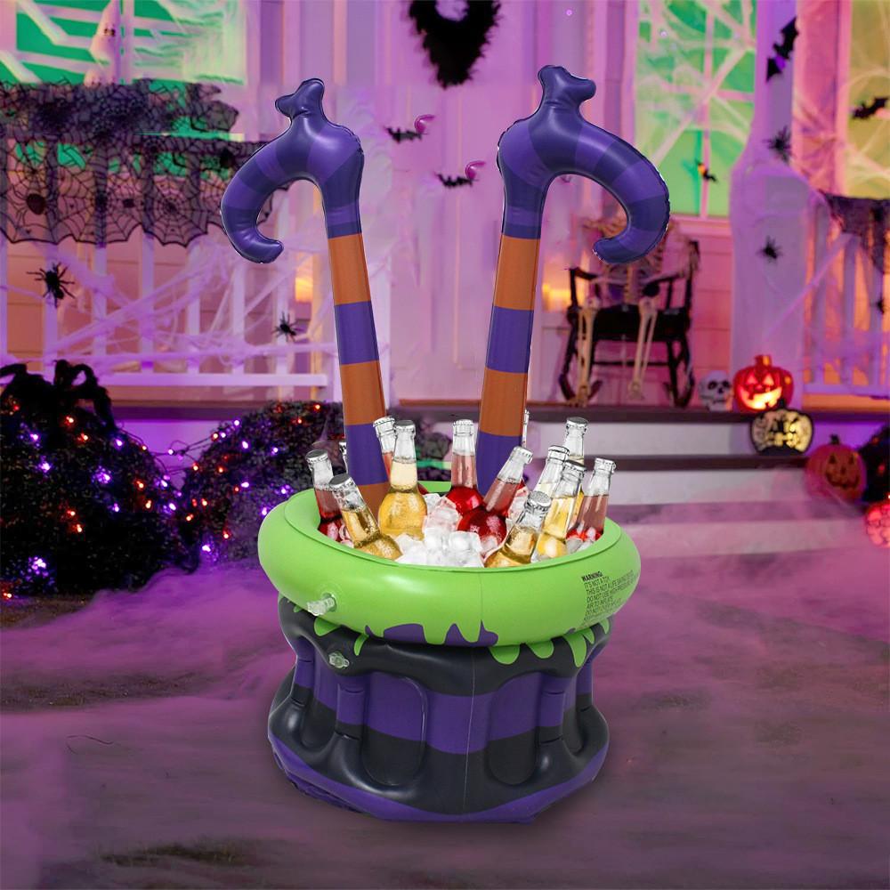 Inflatable Witch Pvc Ice Bucket For Halloween With Cold Drink Toy Dispenser