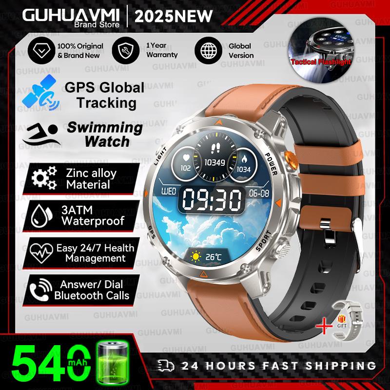 Новые Профессиональные Спортивные Умные Часы с GPS для Мужчин 1.46" AMOLED Экран 3ATM Компас Фитнес-трекер Военные Умные Часы