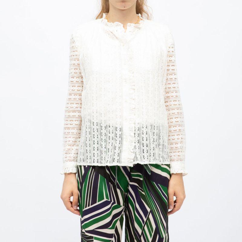Blouse blanc écru dentelle betsy col montant Femme LA PETITE ETOILE