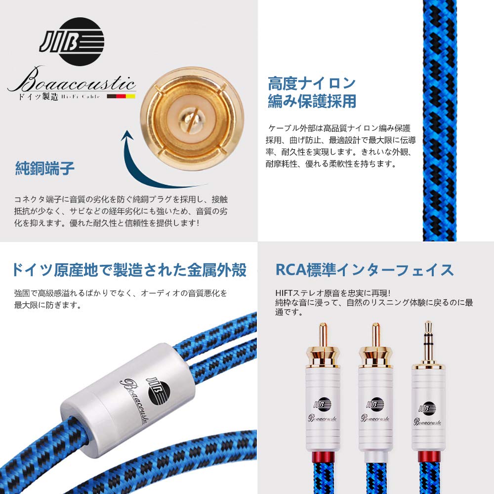 JIB Германия AUX аудио кабель стандартный стерео мини штекер на 2RCA штекер переходник 5 м 3,5 мм (Красный П/Белый Л) Адаптер/CD-плеер/смартфон/динамик/DVD/дом