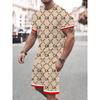 Модный повседневный мужской комплект: футболка и шорты, летний, с 3D-принтом, мужская одежда, для повседневной носки, эластичный пояс, короткий рукав