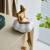 Gold Home Decor Women Thinker Statue, Modern Bookshelf Figurines Accent Decorations for Living Room, Resin Abstract Art Collectible for Office