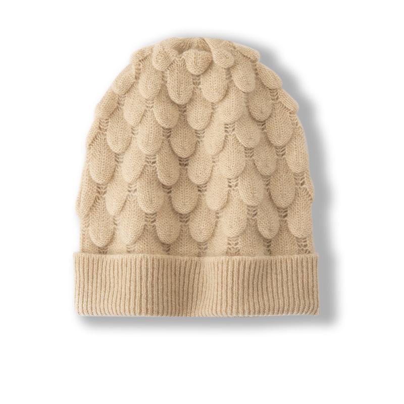 Женская шапка-бини из 100% чистого кашемира, вязаная текстурным узором, зимняя, теплая, мягкая, свободная шапка-носок, аксессуар для холодной погоды