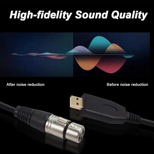 Xiatiaosann XLR USB Microphone Cable, 3-Pin XLR Female Adapter USB Adapter Converter Cord (2M/6.5FT) for Audio, Karaoke Systems, Recording, Studios, W