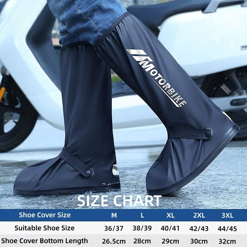 Водонепроницаемые бахилы из ПВХ, высокие, светоотражающие, многоразовые, прочные, чехлы от дождя для мотоциклетных бот