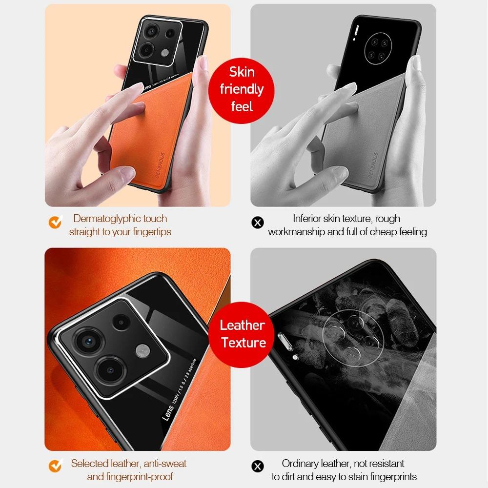 Кожаный текстурный чехол для Xiaomi Redmi Note Pro 13 5G Note 12 Pro 12S 11 11S с автомобильным магнитным противоударным деловым чехлом с полной защитой