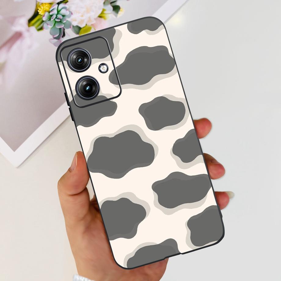 Чехол для Motorola Moto G54 5G Черный Матовый Жидкий Силикон На Motorola G54 MotoG54 G 54 Мягкий Чехол Леопардовый Принт Coques Fundas