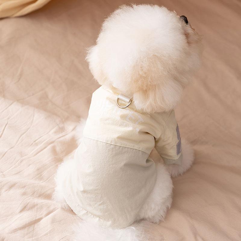 Уличная куртка для собак с цветными блоками, теплая стеганая куртка для собак малых пород, зимняя ветрозащитная одежда для питомцев, уютная флисовая подкладка, одежда для щенков