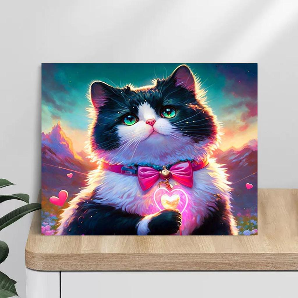 RUOPOTY Diy Paint By Numbers Beginners Kits Cat Animals Canvas Painting Acrylic Paint On Canvas Arts Craft For Home Decoration