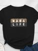 Леопардовый принт Mama Life Женская футболка с коротким рукавом и круглым вырезом Свободная женская футболка Женская футболка Топы Одежда Camisetas Mujer