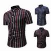 New Loose and Thin Men's Shirt Casual Lapel Striped Short Sleeved Shirt