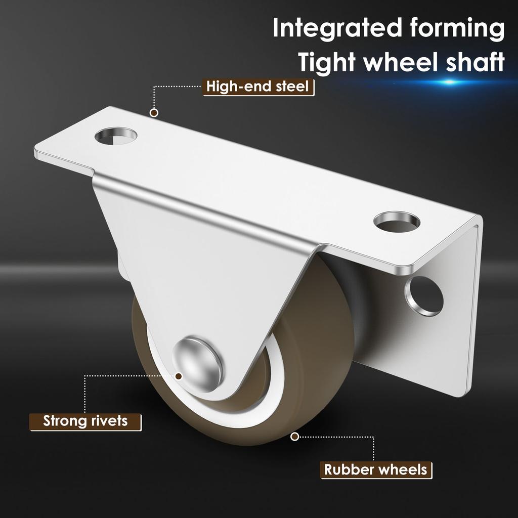 Mini Fixed Caster Wheels 1inch 1.25inch Silent Rigid Plate Casters Furniture Casters for Furniture Rolling Cabinet Trundle Bed