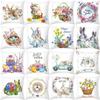Spring Home Decor Cushion Cover Happy Easter Eggs Rabbit Decorative Pillow Covers Flowers Bunny Printed Throw Pillowcase 45x45cm