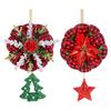 Christmas Wreath Decoration Red Artificial Poinsettias Buffalo Plaid Wreath With Star/Tree Ornament