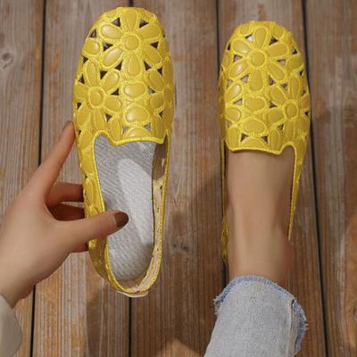 Новая летняя женская обувь, туфли с вышивкой, лоферы без шнуровки с квадратным носком и цветочным узором, повседневная обувь больших размеров