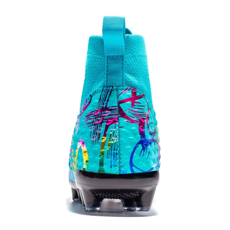 Unisex Football Boots Men's High -top Elastic Socks Mouth Leather Art Lawn Long Nail Football Shoes Children Big Size Football Boots