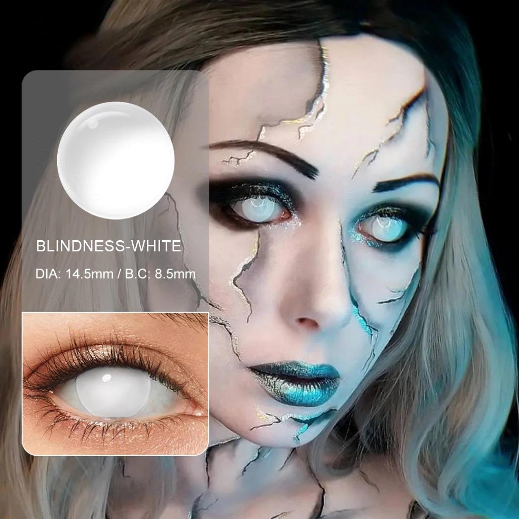 FUNSACHY Cosplay Vampire Red Contact Lenses Anime Cosplay Halloween Lenses Cosmetic Colorful Multicontacts White Black Softlens