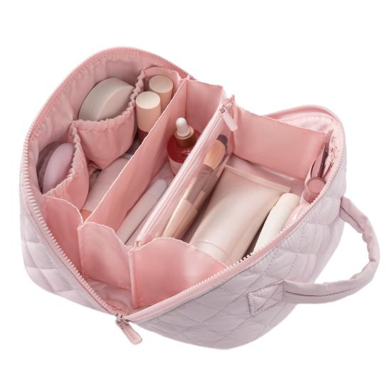 Косметичка женская пухлая стеганая органайзер с непромокаемым внутренним слоем моющаяся косметичка портативная дорожная сумка для туалетных принадлежностей