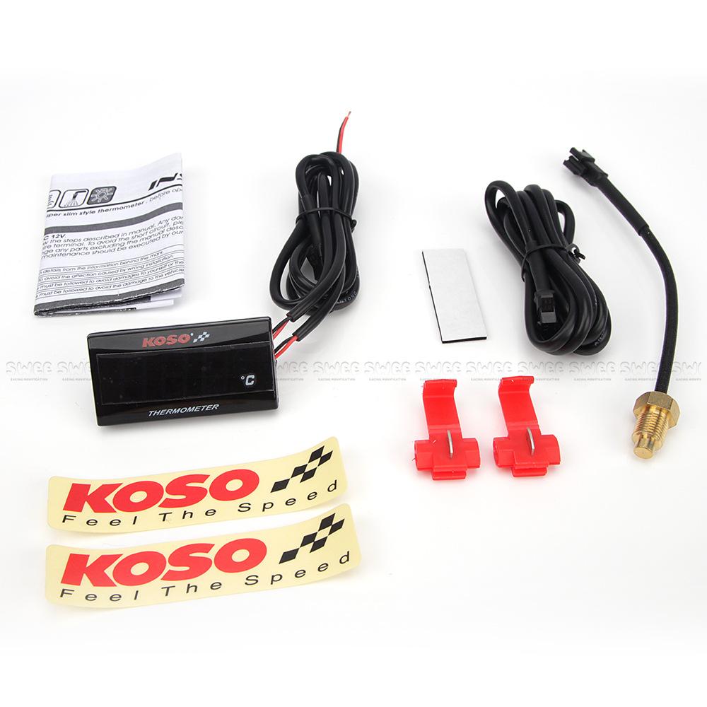 KOSO Water Temperature Gauge Mini Meter Thermometer Moto Universal for XMAX300 250 NMAX155 CB400 CB500X Sensor Accessories