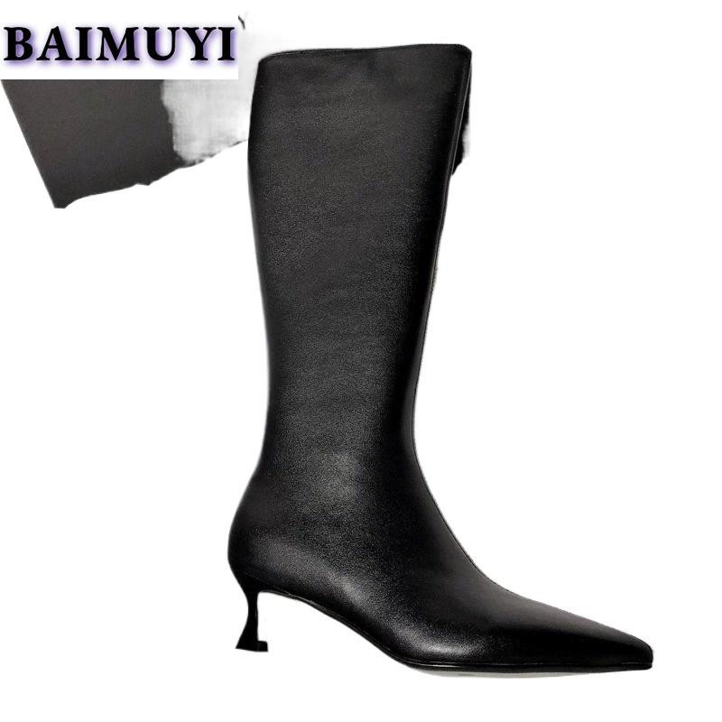 Модные женские высокие сапоги челси с острым носком на высоком каблуке 2024 года трендовые женские готические мягкие кожаные роскошные вечерние зимние снежные ботинки женские