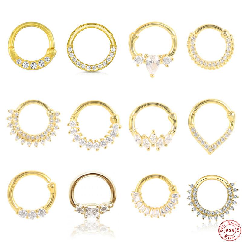 Серьги для пирсинга хряща в носу S925 пробы с открытым кольцом, бесшовные модные серьги для носа
