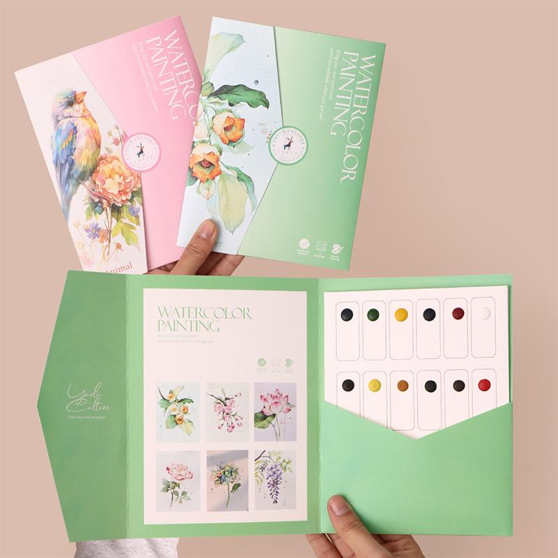 1 Набор Креативный набор для акварельной живописи с 12-цветной твердой краской, раскраска для снятия стресса у детей, набор для акварели для искусства родителей и детей