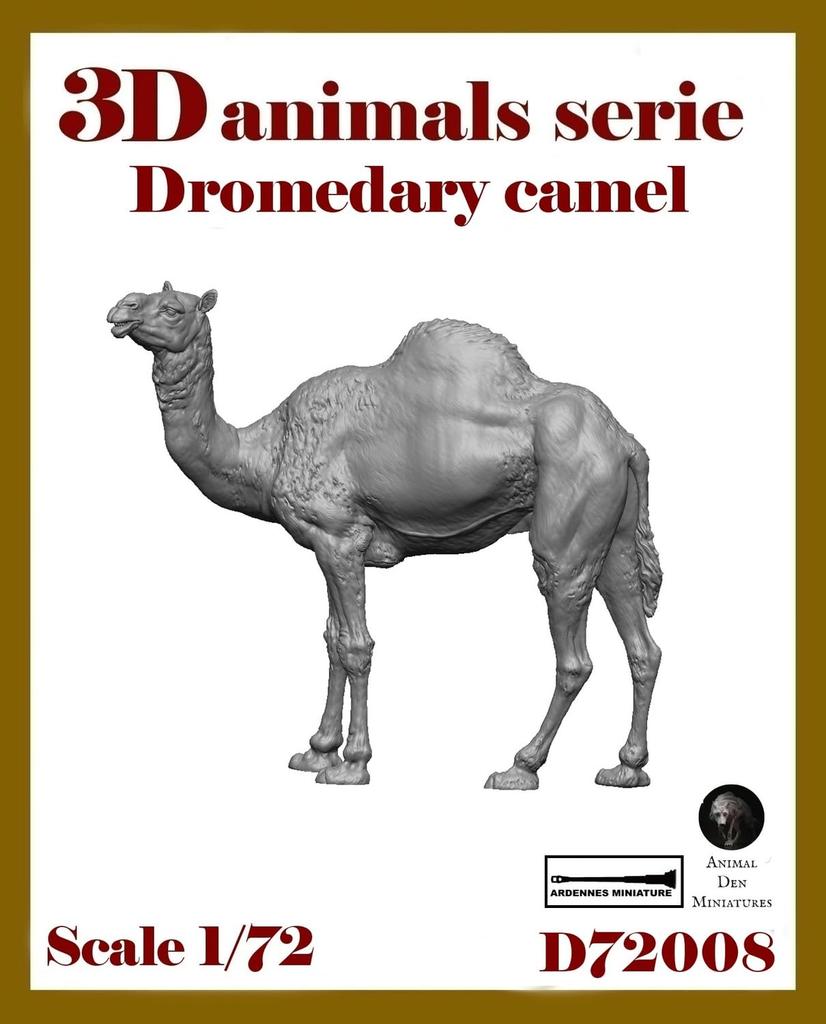 Аксессуар для диорамы Ardennes Miniatures Масштаб Серия 3D Животные Стоящий одногорбый верблюд Набор для 3D-печати ARD72008 1/72 (животное)