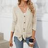 Женская модная повседневная однотонная куртка-кардиган на пуговицах с длинными рукавами