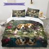 Beagle and Grassland Pattern Bedding Home Decoration Birthday Gift (1 * duvet cover + 2 * pillowcase, without core)