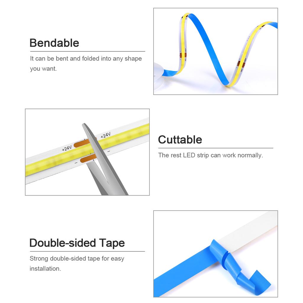 COB LED Strip Light With Portable PIR Motion Sensor Switch/Wireless RF Reciever DIY Kitchen Cabinet Bed Room Stair Night Lamp