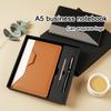 (Logo Engraving Possible) A5 Leather Student Notebook, Diary, Work Notebook, Business Meeting Record Book, Subject Notes, Handbook