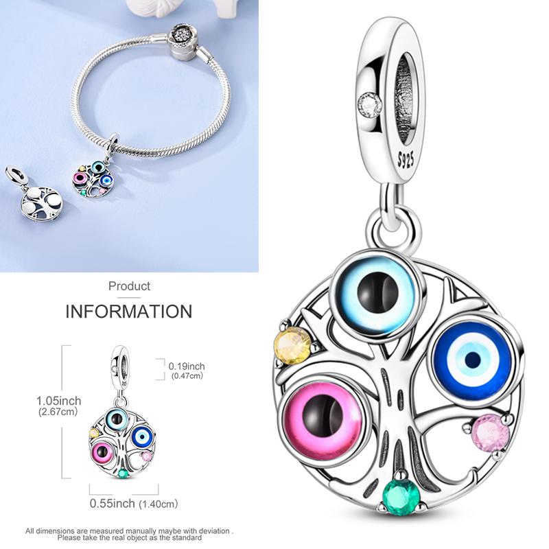 Charms Plata De Ley 925 Devil's Eye Infinity Eternal Symbol Dragonfly Positioning Buckle Charms Fit Women DIY Jewelry