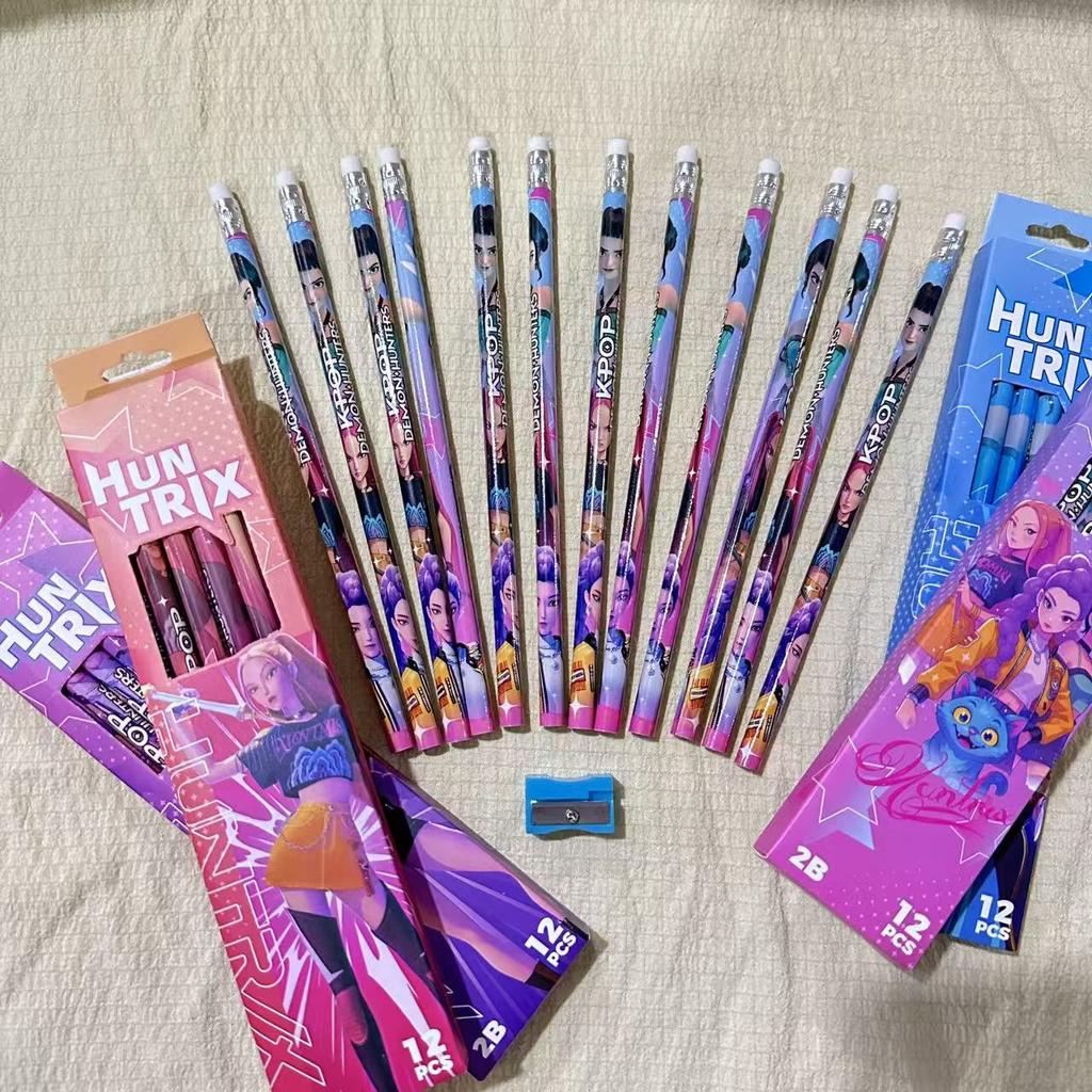KPOP Witcher themed Cartoon Hb Pencil 12 Pencil Stationery Set for Writing and Drawing Stationery