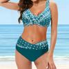Summer Women's Ethnic Printed Swimming Suit Beach Boho Bikini Swimsuit Fashion Tie Neck Bathing Suit Swimwear Two Piece Set