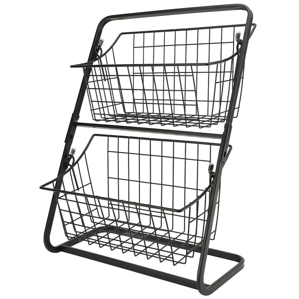 Кухонная корзина для хранения фруктов Многоцелевая сетчатая из углеродистой стали Полая конструкция 2-ярусная корзина-чаша для фруктов для кухонной столешницы