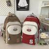 Blocked Color Simple Letter Rabbit Ear Decoration Student Backpack Casual