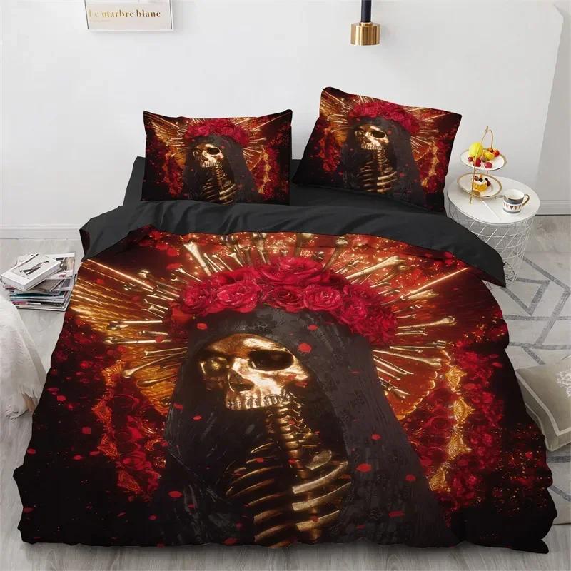 3D Print Skull Vintage Sugar Skull Girl Comfortable Duvet Cover Pillowcase Bedding Set Children Bedroom Decoration Home Textile