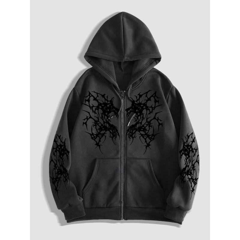 American Vintage Dark High Street Zip Hoodie Oversized Couple Sweatshirt Men