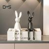 Sitting Figurine Ceramic Bunny Rabbit Sculpture Minimalist Bunny Statue For Counter Desk Bookshelf Home Bar Office Decoration