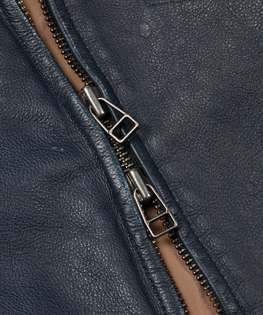 Frizmworks Destroyed Cowhide Leather Jacket _ Washed Navy