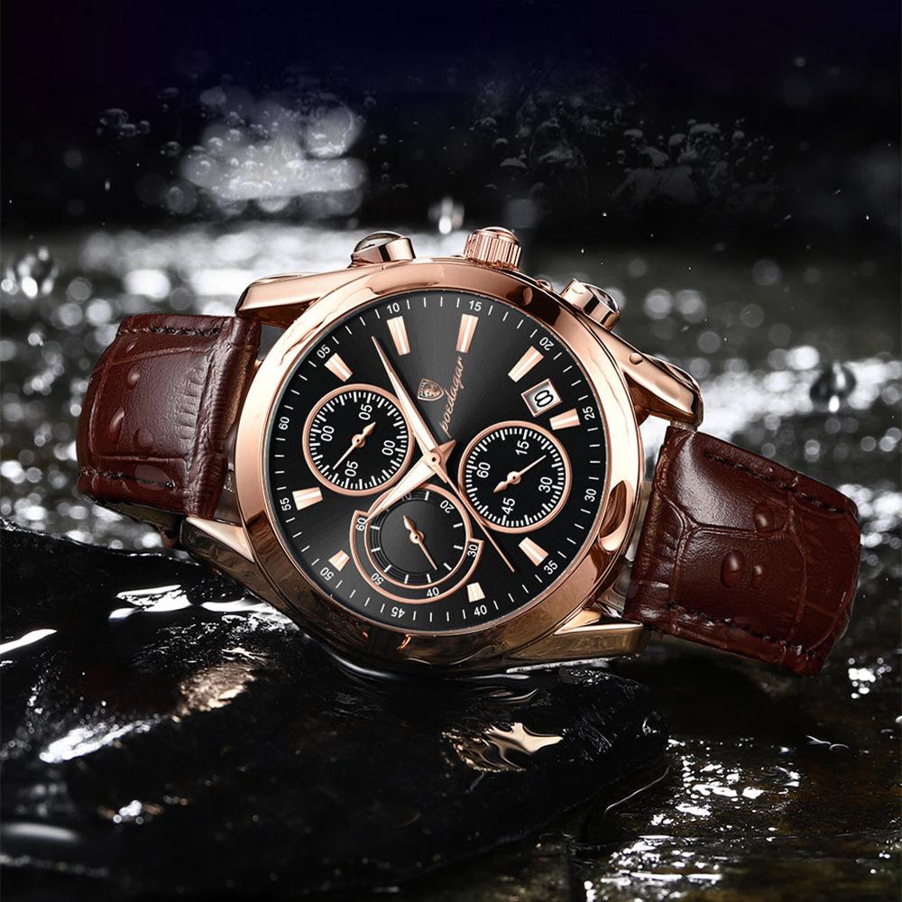 POEDAGAR Новые роскошные мужские часы высшего бренда с коробкой, светящиеся водонепроницаемые многофункциональные мужские кварцевые часы