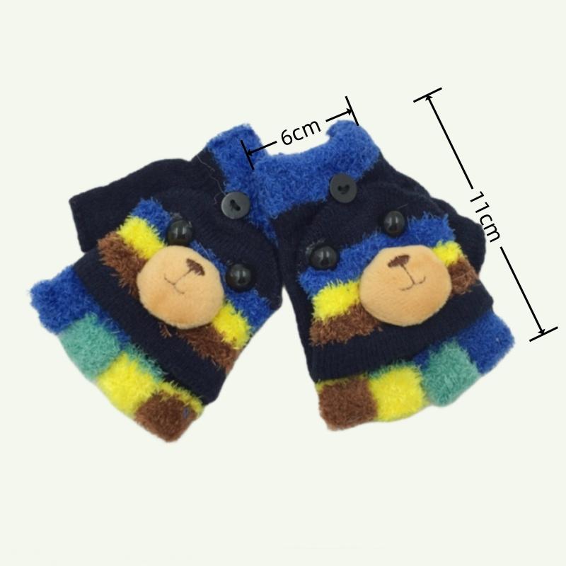 Осень-зима, детские перчатки с пятью пальцами, варежки на половину пальцев для мальчиков, детские вязаные варежки, милые теплые флип-перчатки с героями мультфильмов