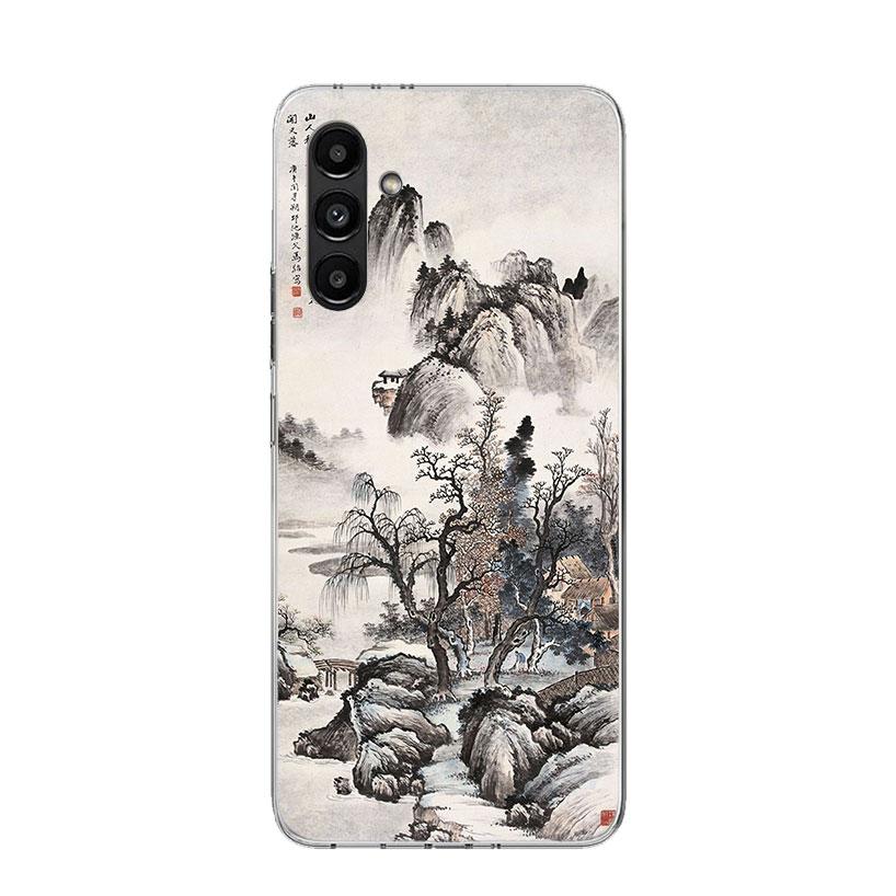 Чехол для телефона в китайском стиле, арт, тушь, для Samsung Galaxy A17 A16 A14 A15 A13 A57 A56 A54 A55 A53 A37 A36 A34 A35 A33 A26 A24