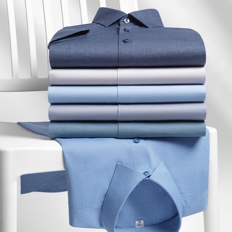 High Quality Modal Linen Business Mens Formal Shirts Long Sleeve Elastic Solid Comfortable Male Dress Shirt