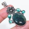 Indian Moss Agate, Tourmaline Gemstone 925 Sterling Silver Pendant 2.29"