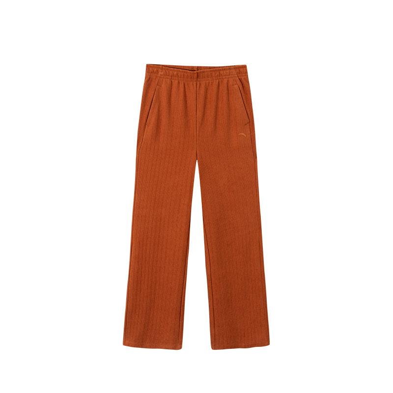 Anta Однотонные эластичные прямые свободные трикотажные спортивные брюки женские низы сахар-кофе 162517310-2