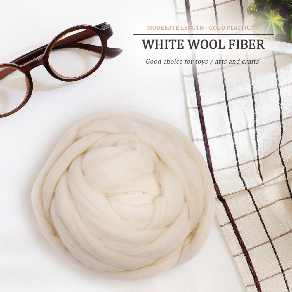 Wool Needle Felting Wool White Chunky Yarn Soft Wool Roving For Needle Felting