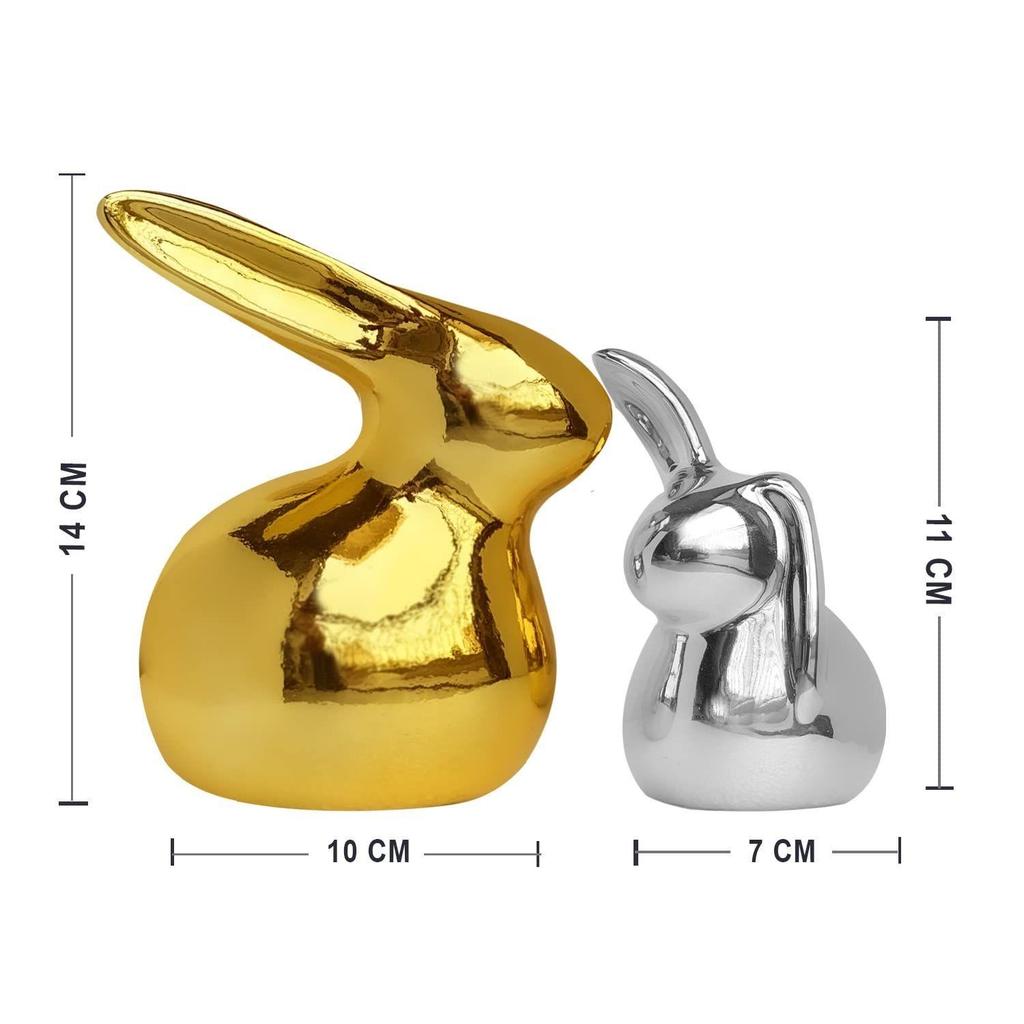 Новые керамические фигурки кроликов из золота и серебра для домашнего декора (Набор из 2 шт., золотой и серебряный)