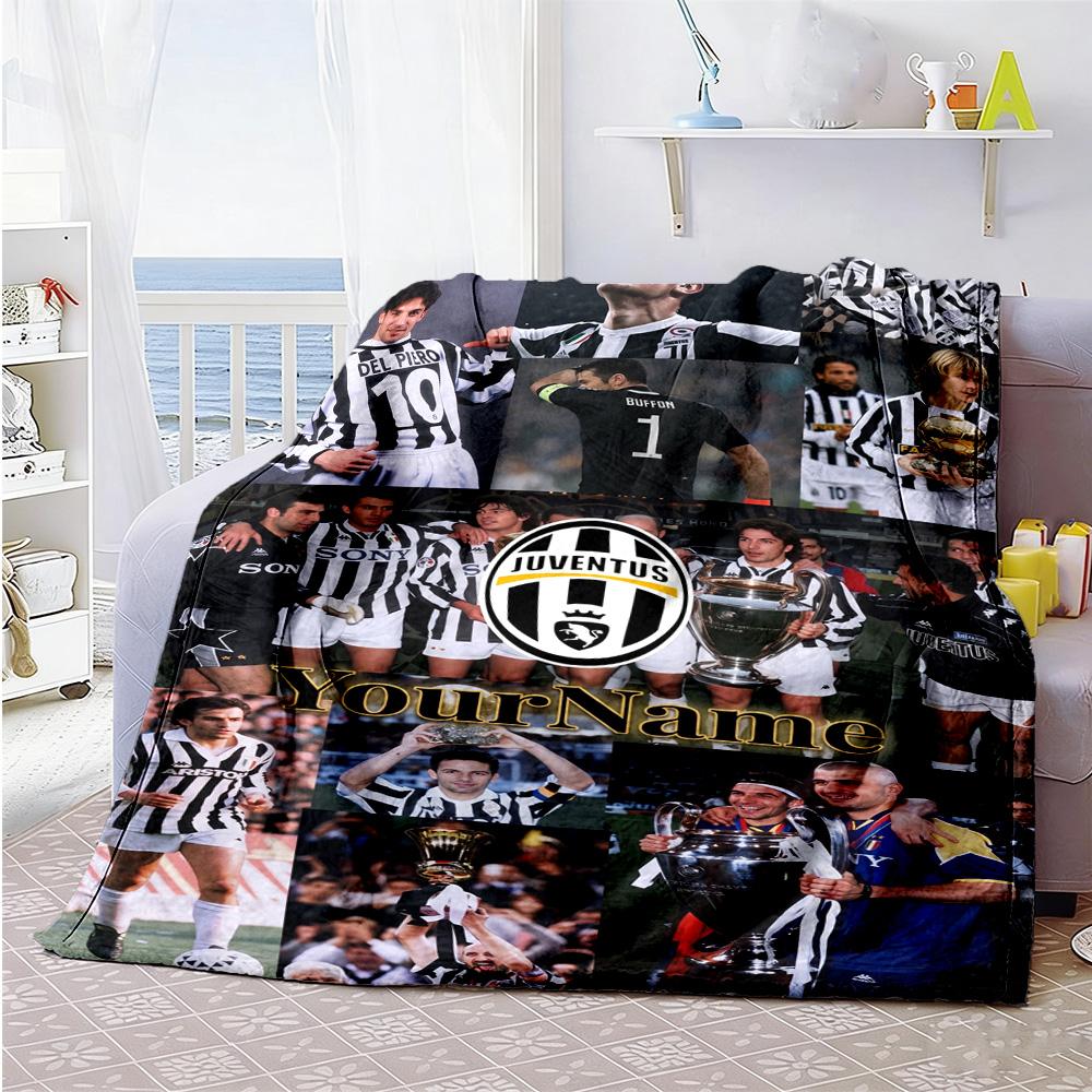 Juventus Personalized Text Blanket Gift Customizable Blanket Soft & Cozy Throw For Living Room Couch Bed Nap Four Seasons Universal